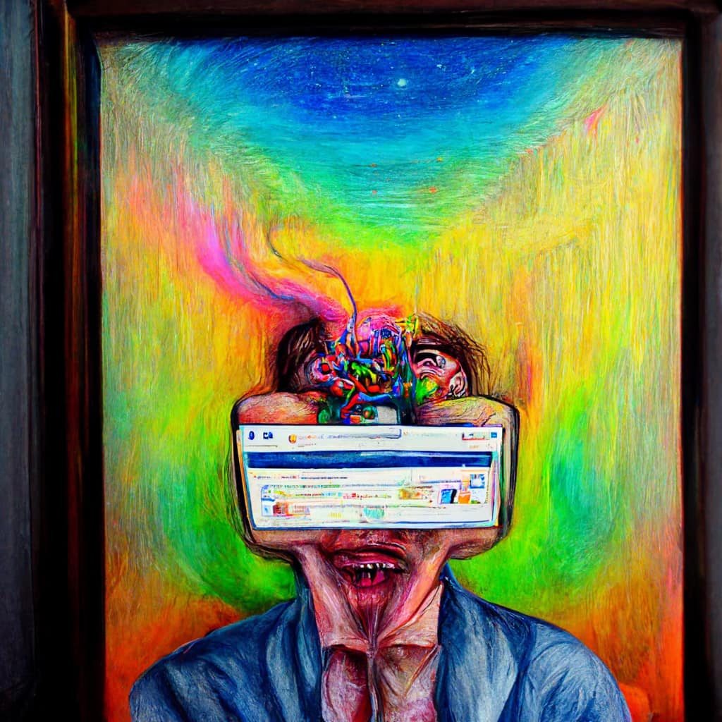 Okay, let's break down this striking image with the requested theoretical lenses. It's a complex piece that lends itself to several analyses. ## Visual Description The artwork depicts a man, rendered in a highly textu...