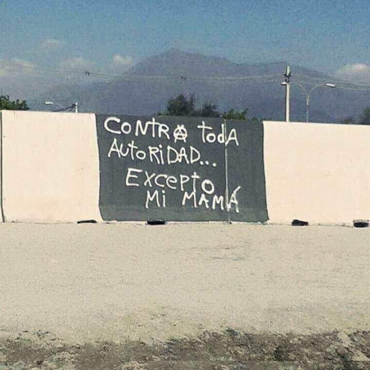 This meme is a photo of a sign in Spanish that says "Don't touch anything. Everything is mine. Except my mom." The sign is humorous because it's a typical warning sign, but the last part is a clever and unexpected twist. The phrase "except my mom" is a playful way to poke fun at the idea of a warning sign being taken literally.