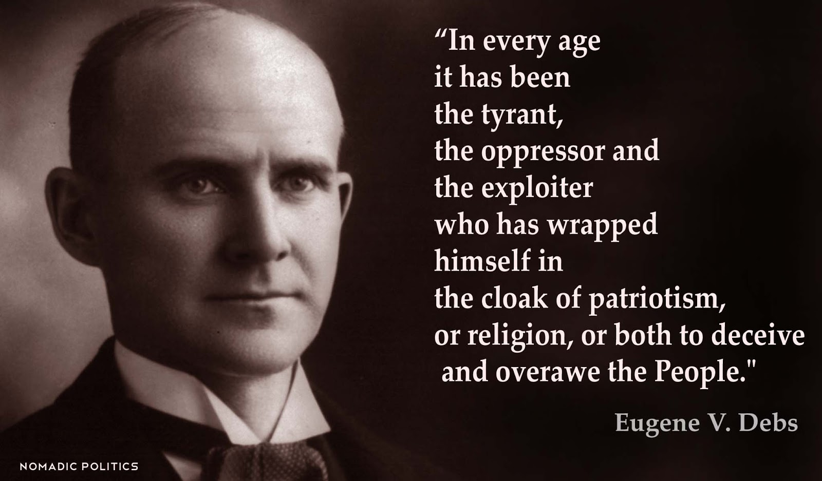 This meme features a black-and-white image of a man with a stern expression, likely from the early 20th century. The text on the right side of the image reads: "In every age it has been the tyrant, the oppressor, and the exploiter who has been the [insert word] of the people. And the [insert word] of the people has always been the [insert word] of the [insert word]."  The word in brackets is left blank, likely to be filled in with a specific word that would be humorous or ironic.