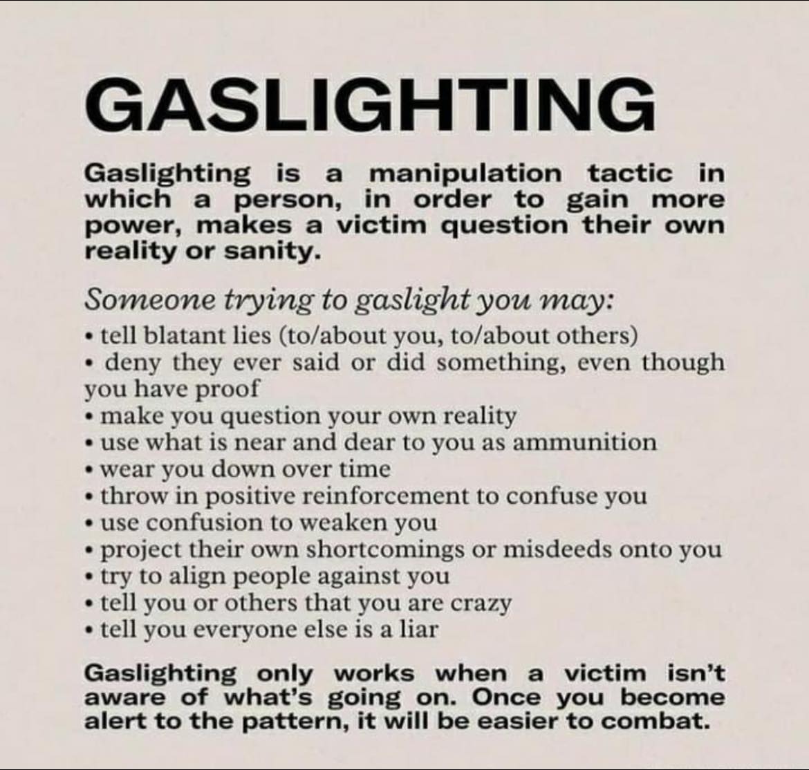 The meme is a humorous illustration of a person being manipulated by someone into questioning their own sanity. The text reads: "Gaslighting is when someone tells you to question your own sanity. I'm not saying I'm crazy, I'm saying you're saying crazy things."