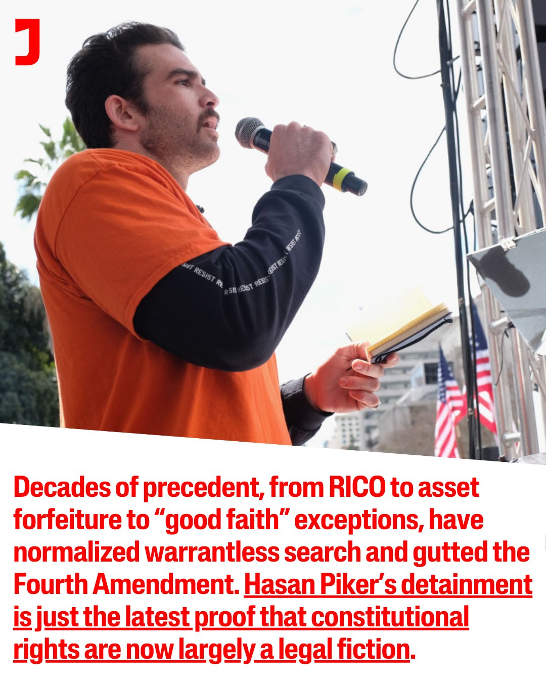 This meme is a humorous image of a person (Drew) in a prison orange jumpsuit, standing on a stage with a microphone, looking out at an audience. The text below the image reads: "In 2-3 sentences, describe this meme for someone who cannot see it. Include any text that appears in the image." The image is a satirical commentary on the absurdity of following instructions to the letter.