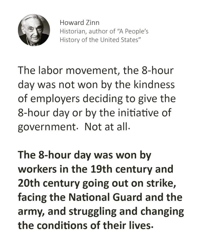 The meme is a humorous comparison between the 8-hour workday and the 8-hour workday of World War I soldiers. The text reads: "The 8-hour day was invented by the workers of the 1917 Russian Revolution, not by the kind employers of the time. The 8-hour day was invented by the workers of the 1917 Russian Revolution, not by the kind employers of the time."