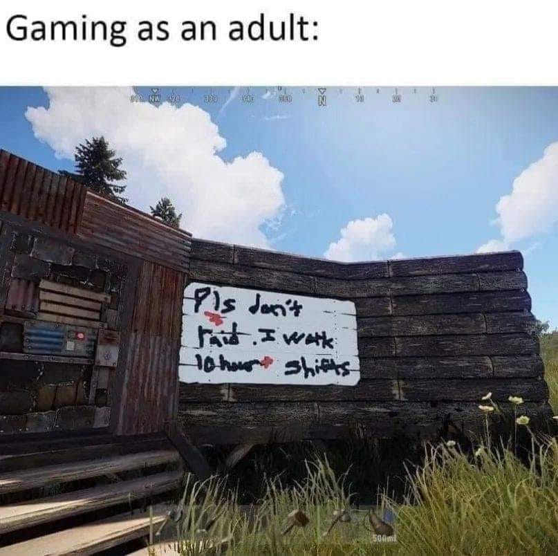 This meme is a screenshot from a video game, specifically a popular survival game like Rust or DayZ. The image shows a makeshift sign on a wall with a humorous message: "I don't pay you, I pay myself. Don't tell me what to do." The text is written in a playful, handwritten style, and the image is likely intended to poke fun at the absurdity of online gaming communities.