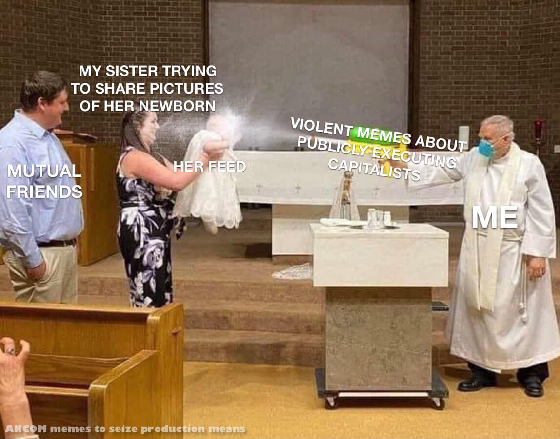 The meme is a humorous image of a priest baptizing a baby, but with a twist. The priest is holding the baby up to the altar, but instead of saying "I baptize you in the name of the Father, Son, and Holy Spirit", he says "I baptize you in the name of the meme, the meme, and the meme". The text on the image reads "I baptize you in the name of the meme, the meme, and the meme" and "I baptize you in the name of the meme, the meme, and the meme".