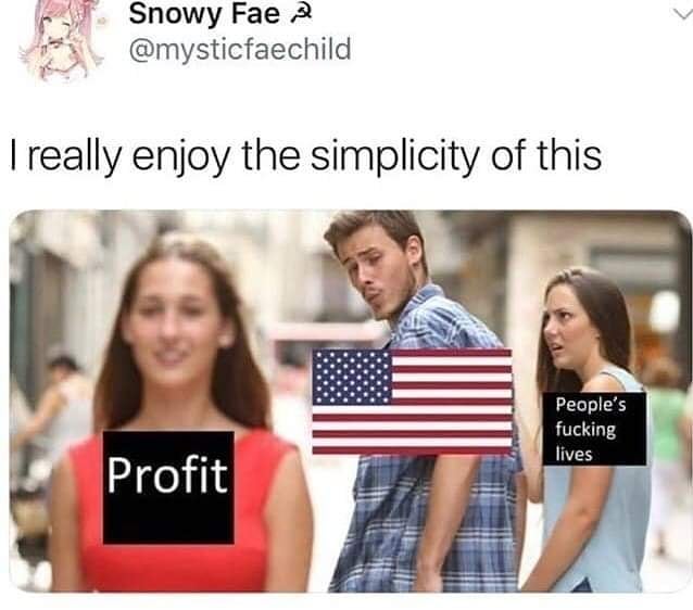 This meme is a humorous commentary on the relationship between the US government and its citizens. The image depicts a classic "distracted boyfriend" scenario, with a man looking at another woman while his girlfriend looks on in disapproval. The text overlays on the image read "I love you" (the girlfriend), "I love you too" (the other woman), and "But my money is on you" (the man), implying that his loyalty is with the US government, not his girlfriend.