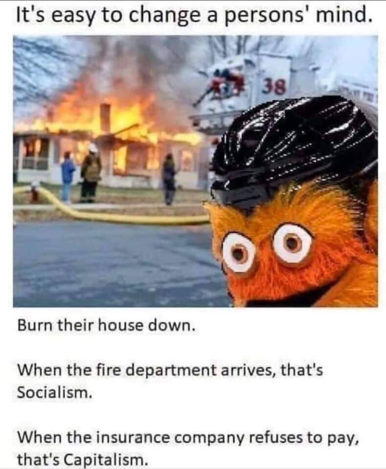 This meme is a humorous commentary on the idea that some people's brains are more easily changed by certain topics. The image features a character from the children's TV show Sesame Street, Elmo, with a shocked expression. The text above the image reads "It's easy to change a person's mind" and below it says "Just tell them to burn down their house, and then tell them to burn down the house of the rich guy who doesn't pay their taxes."