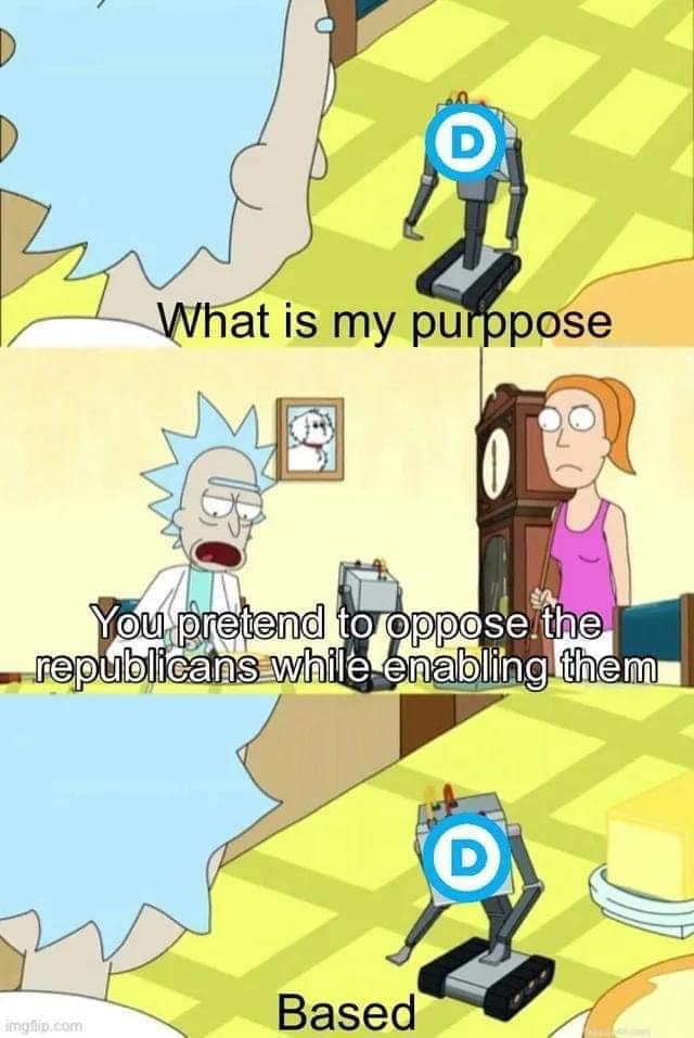 This meme is a play on the idea of a person's purpose in life being determined by their actions. The image shows a robot (likely a character from the show "Rick and Morty") asking "What is my purpose?" and then a robot responding with "To oppress and enslave humans". The text at the bottom of the image reads "You're a robot designed to oppress and enslave humans. That's your purpose."