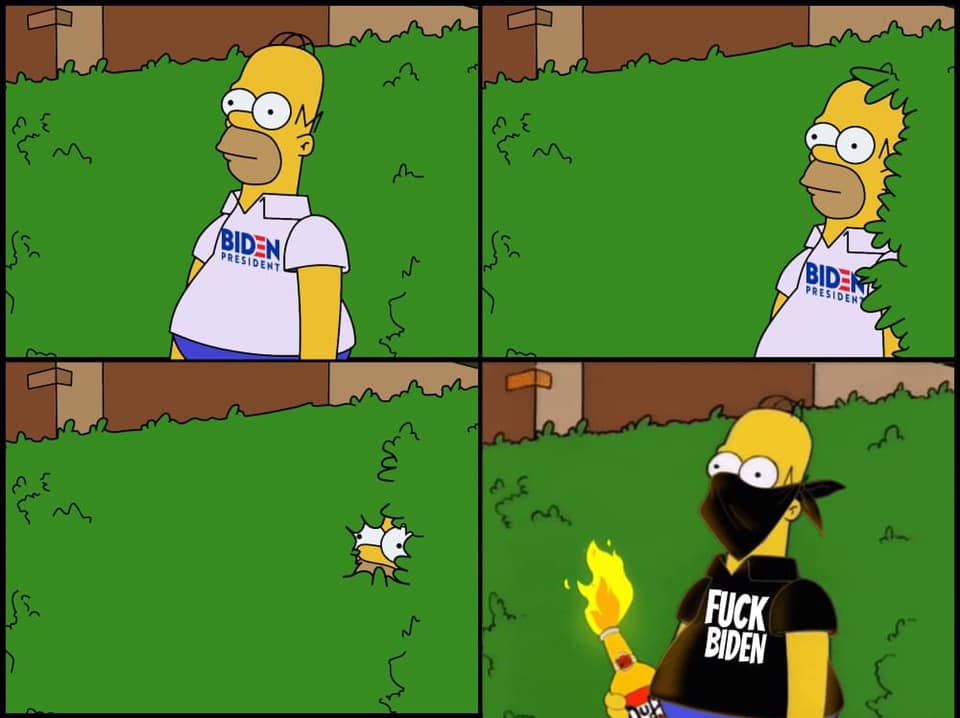 This meme is a humorous comparison between two different versions of a scene from The Simpsons. The first panel shows Homer Simpson in his usual, lazy state. The second panel shows Homer Simpson in a violent, aggressive state, with a mask covering his face and a sign reading "I'm with stupid" on his chest. The third panel shows Homer Simpson in a state of pure chaos, with flames and explosions in the background and a sign reading "I'm with stupid" on his chest. The fourth panel shows Homer Simpson in a state of complete destruction, with a sign reading "I'm with stupid" on his chest and a "don't" sign on his chest.