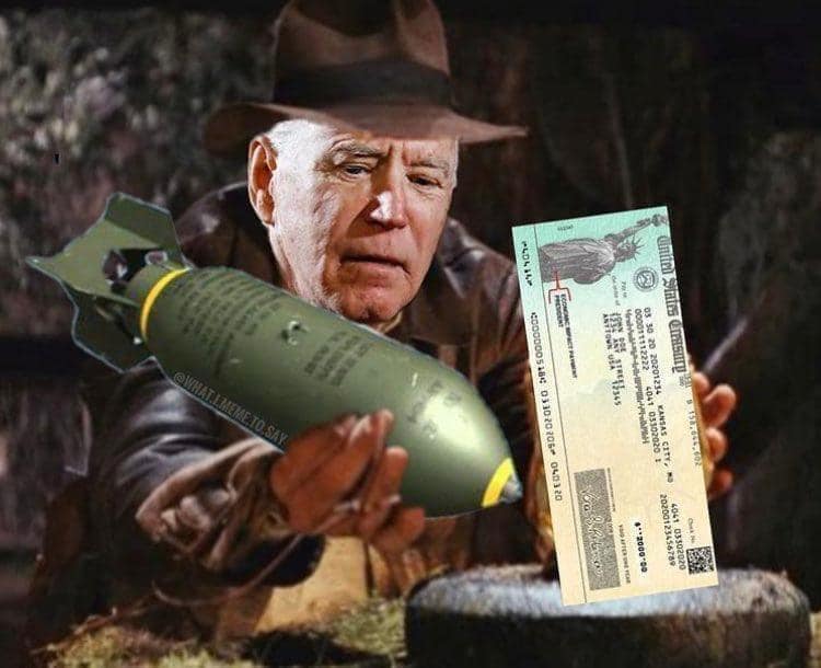 This meme features a picture of Indiana Jones, a famous archaeologist, holding a mysterious artifact. The image includes a cartoonish illustration of a nuclear bomb, labeled "Treaty" and "Peace", with a red X marked through it. The text "Treaty" and "Peace" are written in a playful, childlike font, implying that the treaty and peace are being rejected.