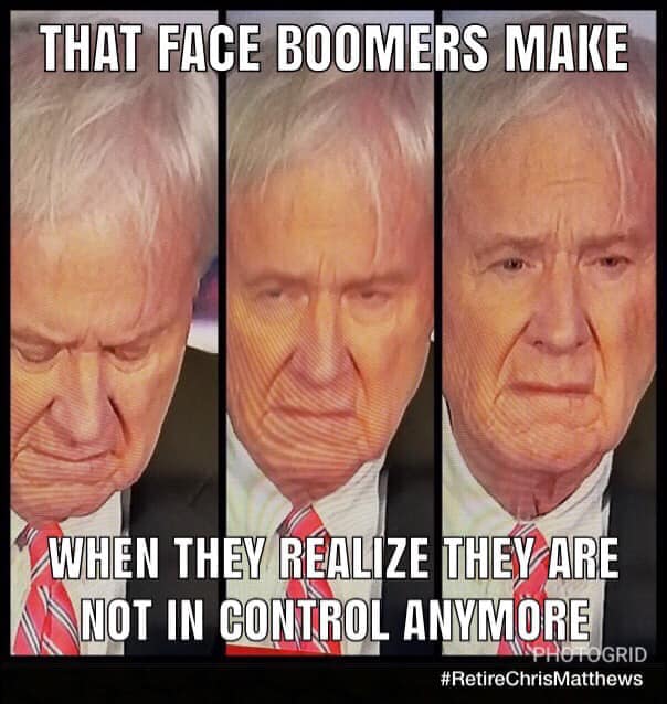 This meme is a humorous image featuring a before-and-after split-screen of the face of a man, with the top half showing a shocked expression and the bottom half showing a smug, satisfied expression. The text above the image reads "When you finally realize...". The text below the image reads "That face you make when you realize you're not in control anymore".