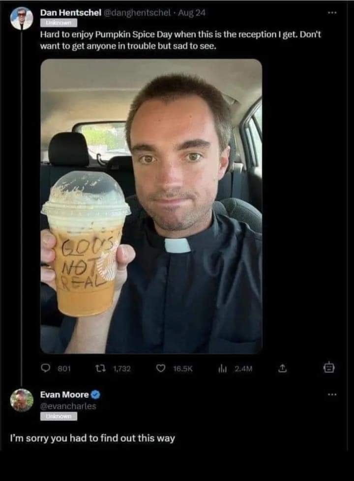 This meme is a screenshot of a tweet where a user is jokingly blaming a coffee drink order for their poor behavior. The tweet reads: "I would like to apologize for my behavior earlier. I had a Venti Iced Coffee with 7 pumps of vanilla and 7 pumps of hazelnut, but it had an extra pump of cinnamon. I would like to apologize for my behavior earlier." The image is a photo of a man holding a coffee cup with a handwritten note that says "The devil made me do it".