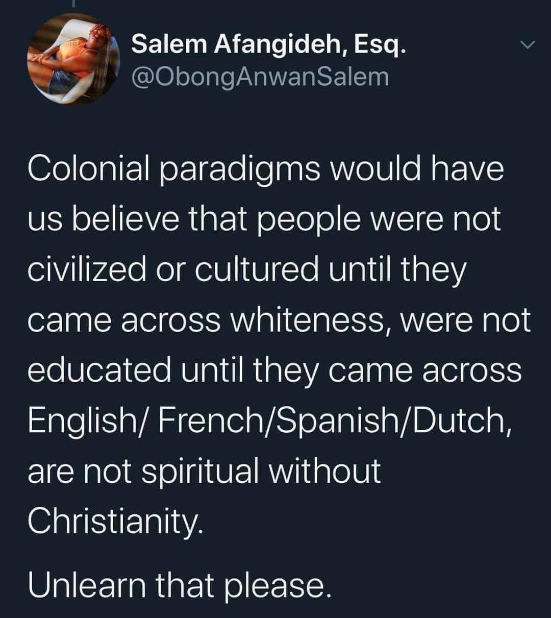 This meme is a humorous commentary on the complexities of colonialism and the impact of Western values on non-Western cultures. The text reads: "Colonialism is like Christianity, but if Christianity had a system of oppression, colonialism has a system of oppression. Christianity has a system of oppression, colonialism has a system of oppression."