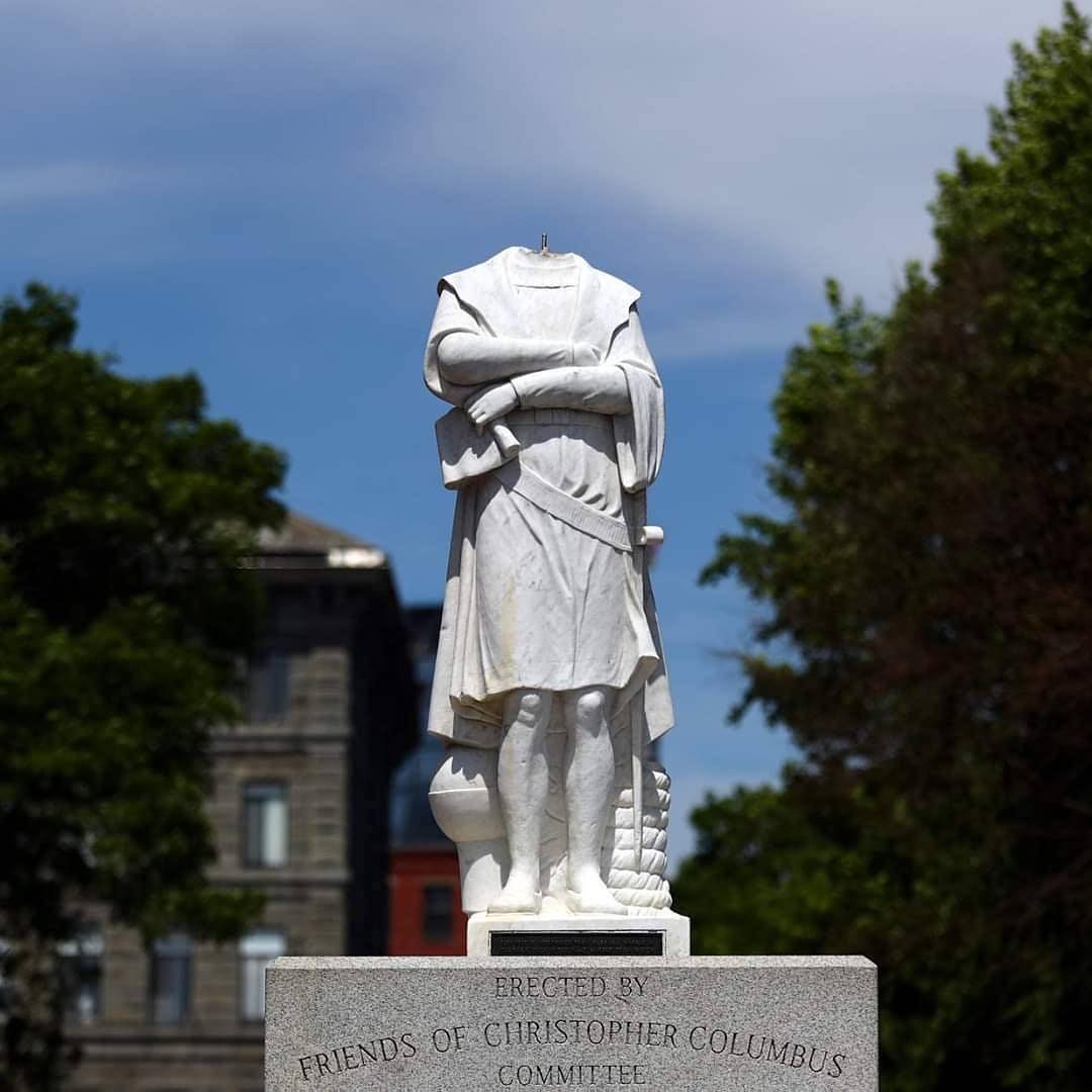 The meme is a photo of the Statue of Liberty with a hole cut out of its face, leaving a blank space. The text "Headless Liberty" appears below the statue. The joke is that the statue, which is often a symbol of freedom and democracy, has lost its head, implying a lack of freedom or control.