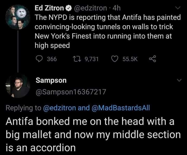 This meme is a humorous image of a tweet where someone is pretending to be a police officer and responds to a question about the new "Tunnel Vision" music video by saying "I can see you" in a sarcastic tone. The image includes a quote from the tweet: "I can see you" and the response "I am your father".