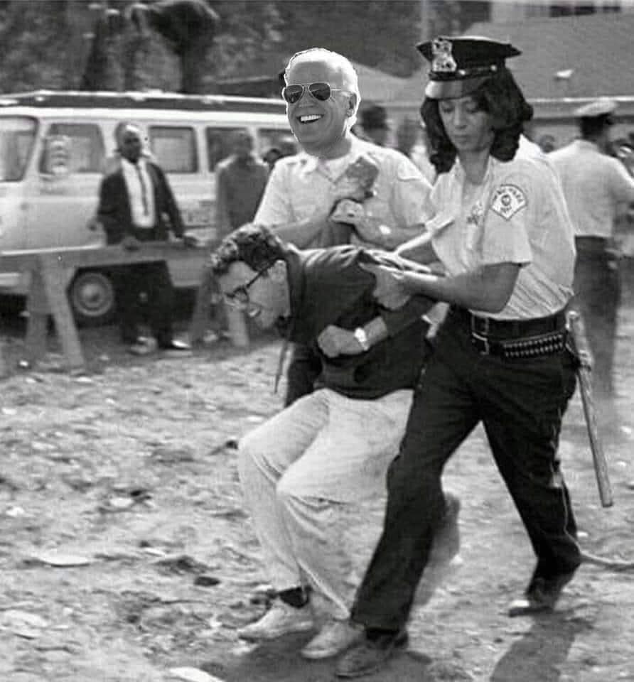 This meme is an image of a police officer (Joe Biden) being arrested by a police officer (Joe Biden again), with a caption that reads "When you get arrested for being a biden". The image is a play on words, using Biden's name as a verb to imply that he's being taken away for being a "biden" (a silly or foolish person). The meme is a lighthearted and humorous take on the idea of Biden being a "biden" in a literal sense.