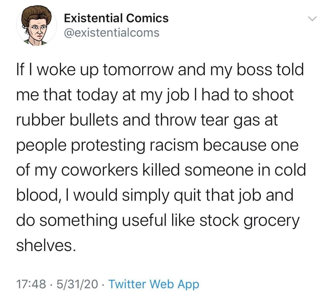 This meme is a humorous take on a workplace conversation. The image shows a comic strip with a character saying "If I told my boss I was reading the news for a living...". The character then continues, "In that case, I'd just have to say I was reading the news for a living... because of the constant bombardment of news headlines... because I was reading the news for a living...". The meme pokes fun at the idea of a person trying to justify their job to their boss by using a series of absurd and ridiculous explanations.