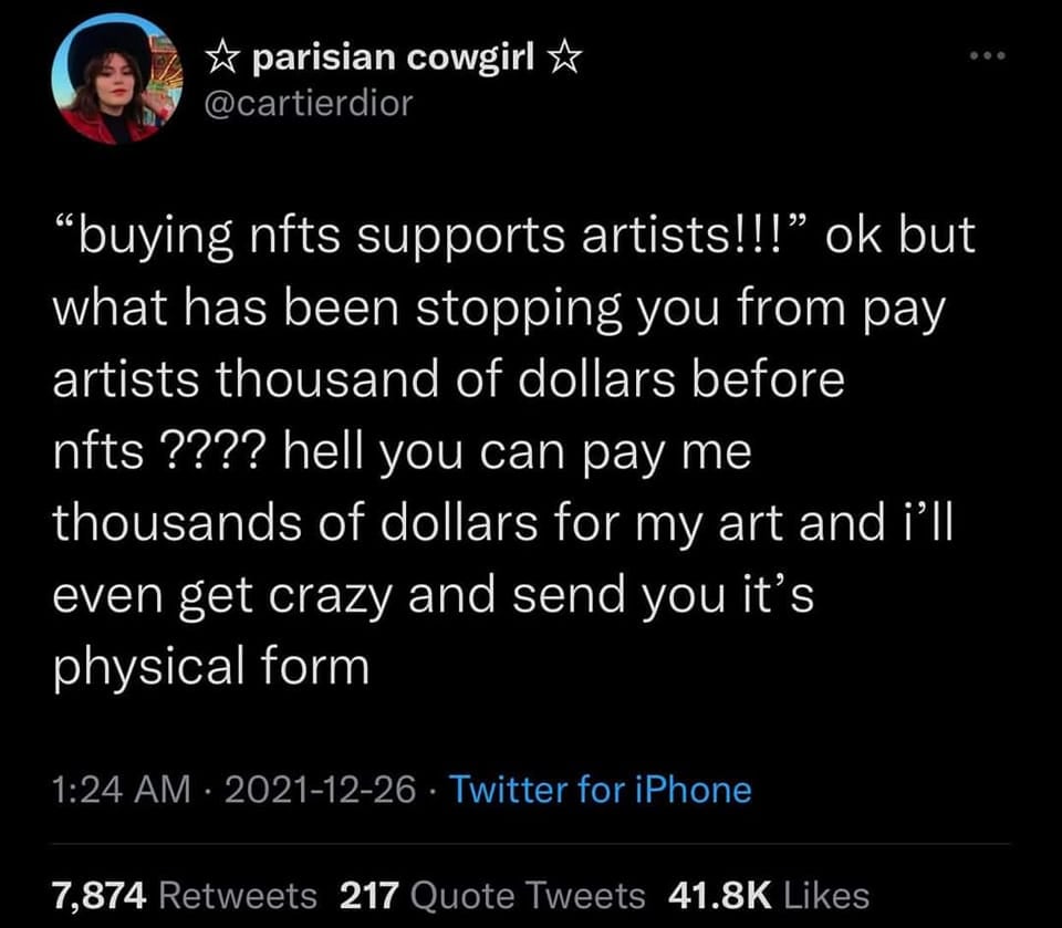 The meme is a screenshot of a Twitter conversation between "Lil Bub" and "Lil Bub's human". The conversation starts with Lil Bub asking "can i get a 100k dollar art commission for free". Lil Bub's human responds with "no".