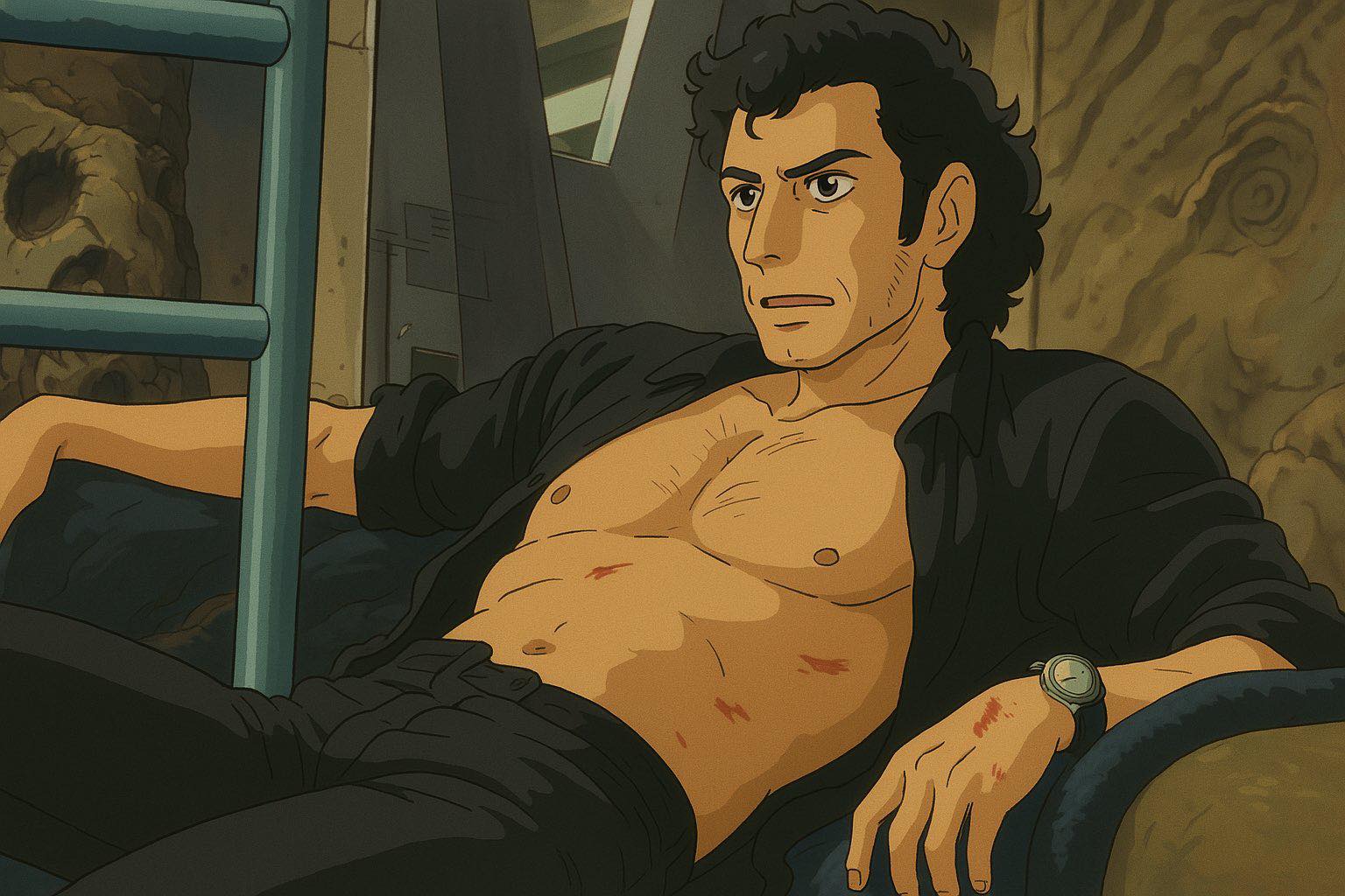 This meme is a screenshot from the anime "Berserk" featuring the character Guts. The image shows Guts sitting in a chair, looking tired and worn out, with the text "I'm not lazy, I'm just conserving energy" overlaid on top. The meme is likely used to express exhaustion or a desire to avoid doing something.