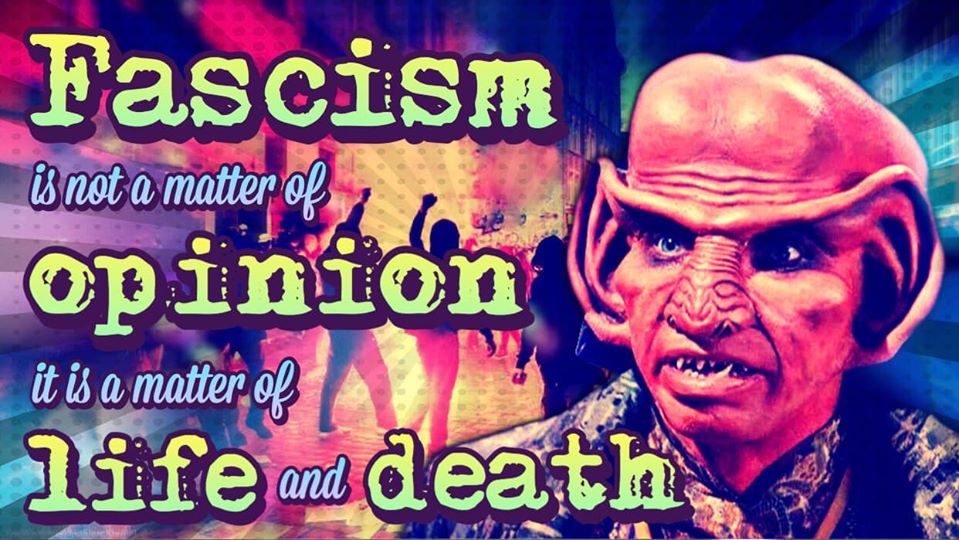 This meme features a quote from the 1984 film "The Empire Strikes Back" in a playful, ironic way. The text reads: "Fascism is not the opposite of fascism, it is fascism." However, the quote is actually from a character named Admiral Motti, who says "Fascism is not the opposite of fascism, it is fascism" in the movie.