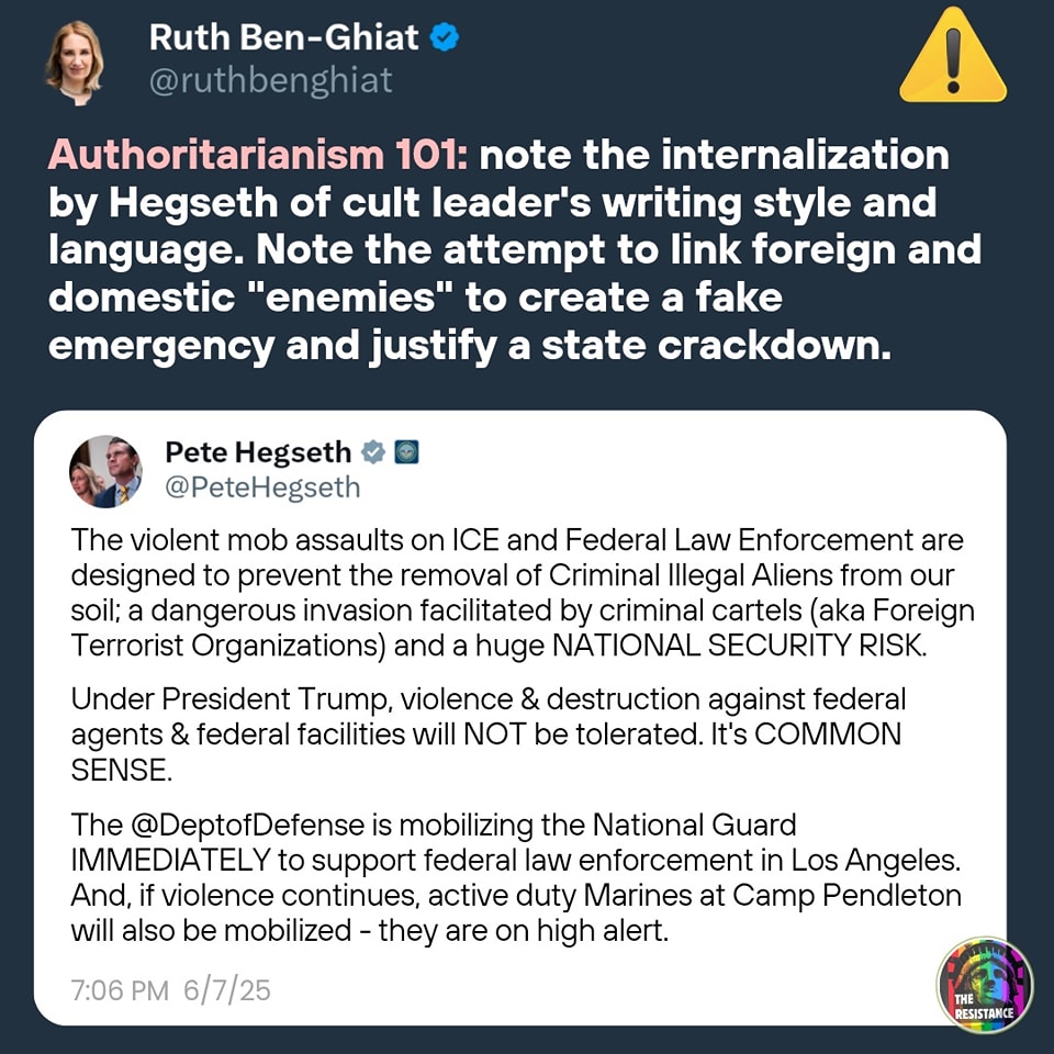 The meme is a screenshot of a tweet by @Hegseth, a Twitter user, that reads: "The violent mob assaults on ICE and Federal Law Enforcement are designed to prevent the removal of illegal aliens from our soil." The tweet is responding to a previous statement by President Trump, and the user is criticizing the President's stance on immigration. The tweet is also referencing a quote from the President's statement, where he said "we are going to make America great again."