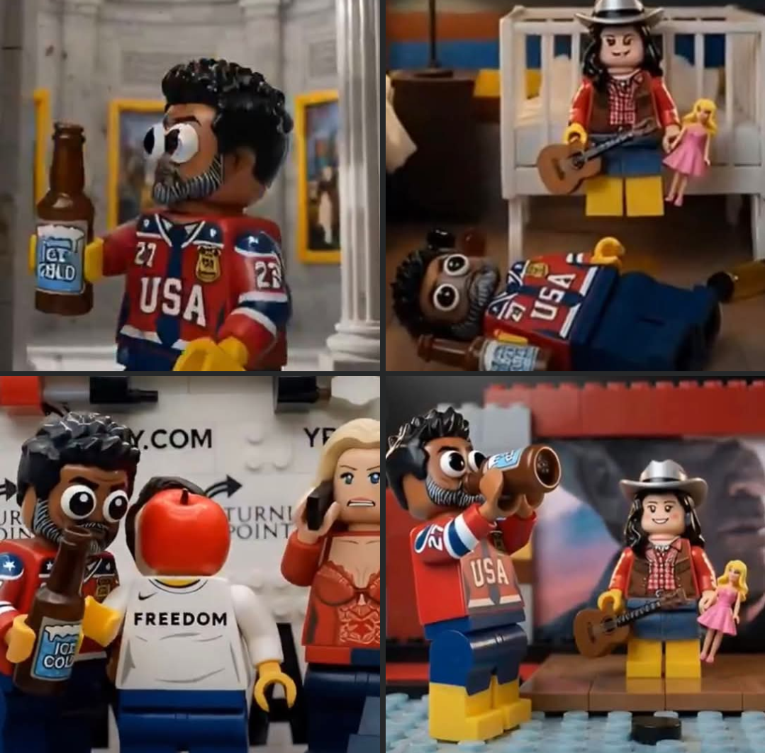 This image is a popular meme often associated with the movie *In Bruges*, used to highlight the concept of free will and the absurdity of white supremacy in America. It depicts a man in a red jersey labeled "USA" who...