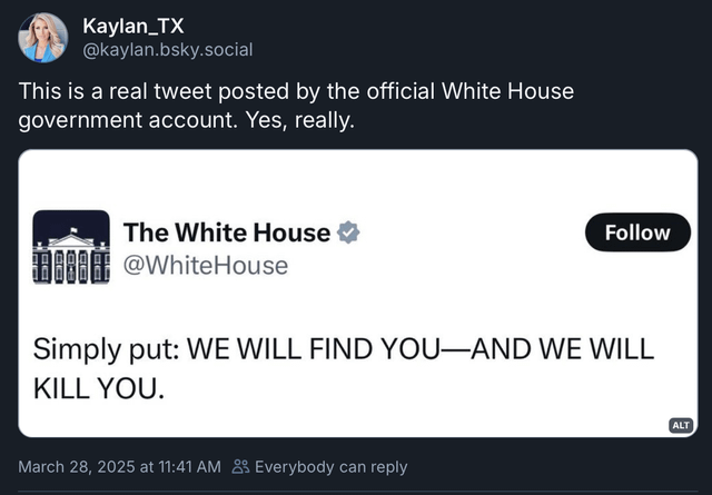 This meme is a screenshot of a tweet from the official White House Twitter account, which is a satirical take on the infamous "I can see your house now" line from the 1985 film "Mad Max 2: The Road Warrior." The tweet...