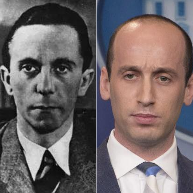 This meme juxtaposes a historical figure, Adolf Eichmann, with a modern-day figure, Steven Miller, both known for their roles in the "hierarchy of the infamous" in their respective eras. The meme's text, "When you're...