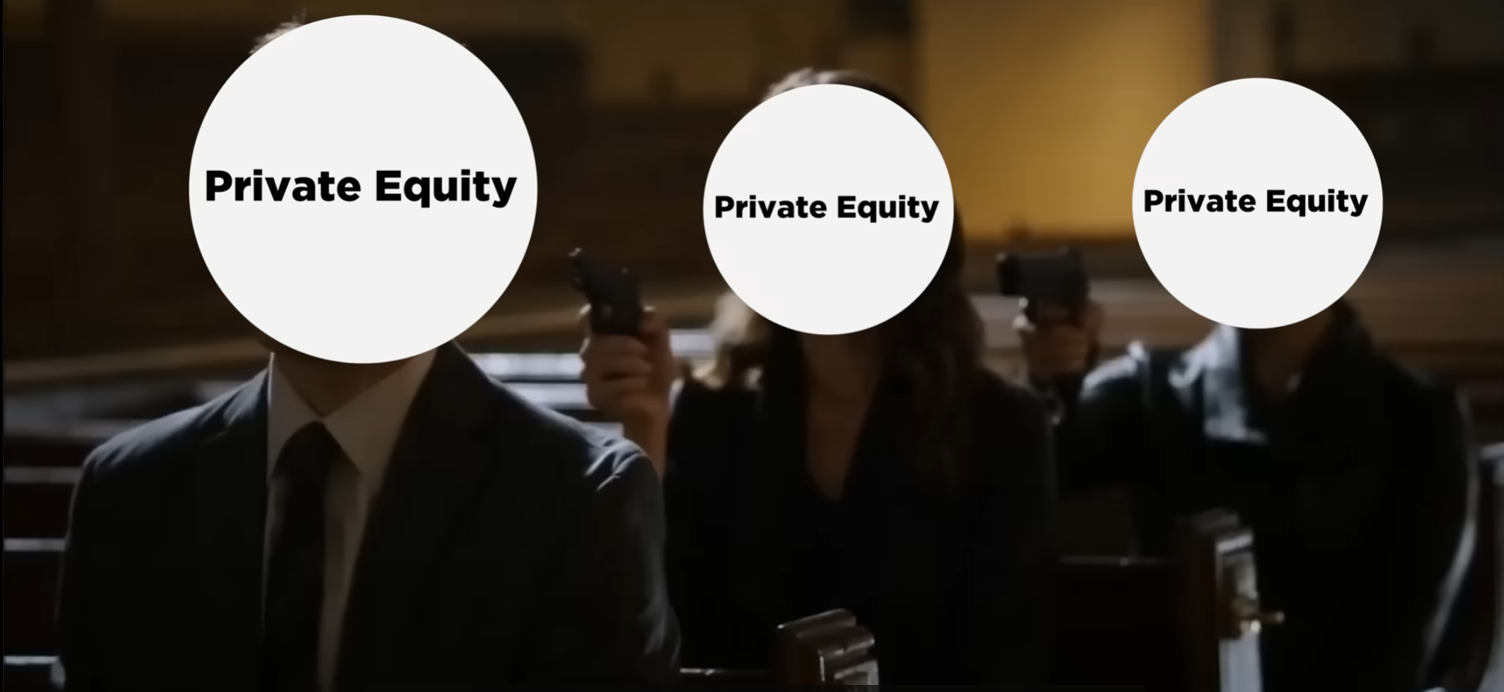 This meme is a play on the idea of a "blank" or "faceless" character, but instead of a face, the character is a suit with a blank body. The text "Private Equity" is written above the character, implying that the character is a "private equity" firm, a type of investment firm that is not publicly traded.