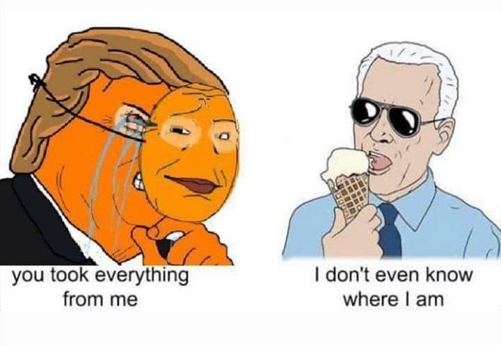 This meme is a visual representation of a conversation between two individuals, one of whom is Donald Trump and the other is a character from a popular internet meme known as "Pepe the Frog." The image shows Pepe with a shocked expression, while Trump is depicted with a smug look on his face. The text at the top of the image reads "You're not going to take me alive, coppers!" and the text at the bottom reads "I don't even know what's going on, but I am" and "You took something from me and you took everything from me."