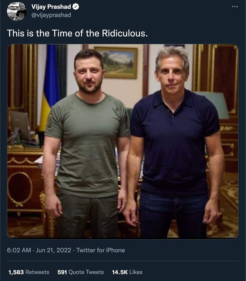 The meme is a photo of two men standing side by side, with the caption "This is the Time of the Ridiculous." The image likely features a humorous or unexpected juxtaposition of the two individuals, with one being a well-known leader (such as a president or politician) and the other being a celebrity or actor (in this case, Dwayne "The Rock" Johnson). The caption suggests that the two individuals are somehow connected or have a shared experience that is absurd or humorous.