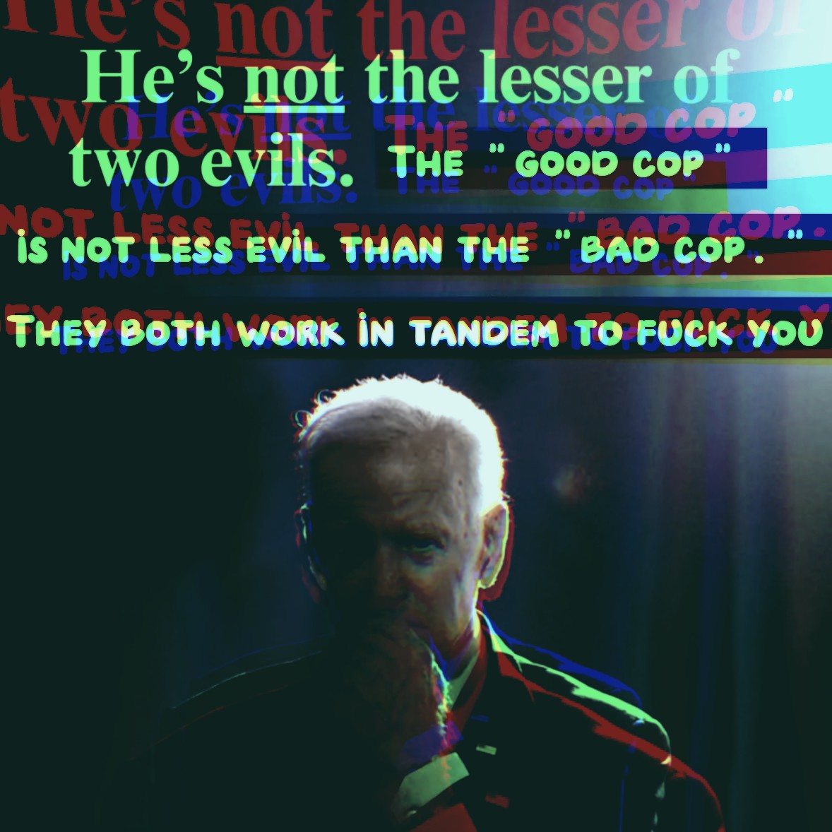 This meme is an image of a person (presumably a police officer) with a shocked or confused expression, accompanied by a quote from the 2012 film "The Dark Knight Rises". The text reads: "I am the night. I am vengeance. I am the [insert police officer's name here]. I am not the [insert police officer's name here]". However, the actual text in the meme is a quote from the film "The Dark Knight" (2008) and is actually "I am the night. I am vengeance. I am the Batman".