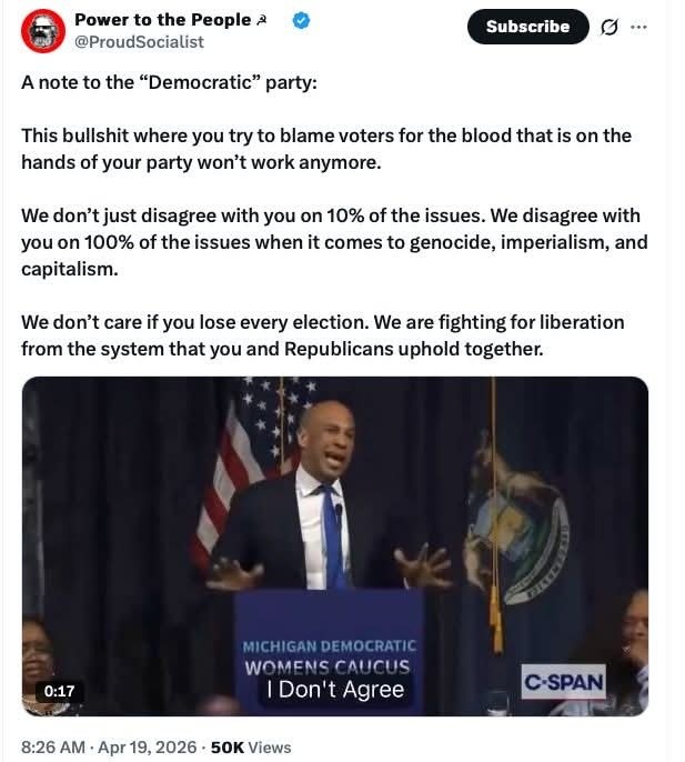 This anti-neoliberal meme critiques the Democratic party by accusing them of allowing systemic violence ("blood on hands") rather than addressing the root economic causes of inequality. It frames the party's policy di...
