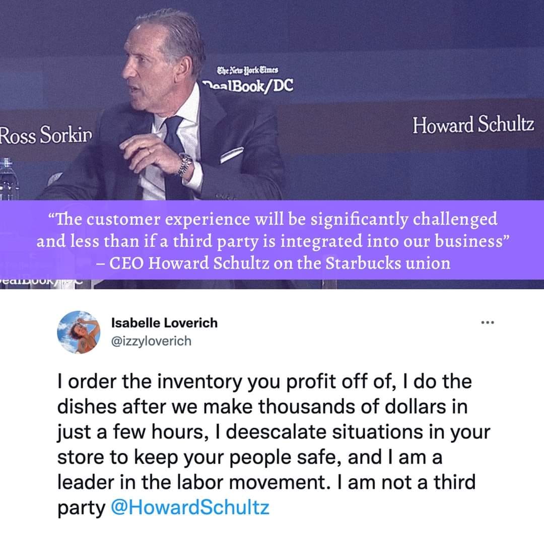 This meme is a humorous commentary on the customer experience. It features a quote from Howard Schultz, the former CEO of Starbucks, which is presented as a response to a customer complaint. The quote is a satirical commentary on the idea that a third party is integrated into the business, implying that the customer experience will be significantly challenged and less than if a third party is not integrated. The quote is presented as a response to a customer complaint, with the customer's response being a sarcastic and humorous commentary on the idea that a third party is integrated into the business.