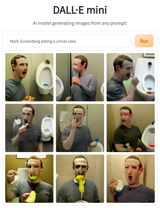 The meme is an image of Mark Zuckerberg eating a urinal cake. The image is a series of photos of Mark Zuckerberg eating a cake that has been placed in a urinal, with each photo showing him in a different location in a bathroom. The text at the top of the image reads "Mark Zuckerberg eating a urinal cake".