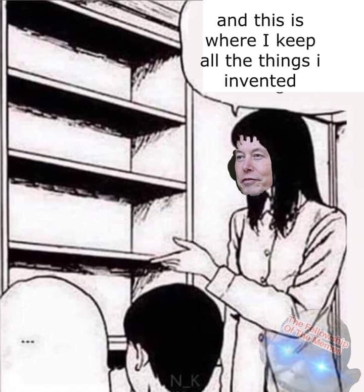 This meme is a parody of a popular manga and anime series, where a character is explaining to a child that she has a special place where she keeps all the things she has invented. The text in the image reads "and this is where I keep all the things I invented" and is accompanied by a humorous image of a woman with a blank expression and a child looking at a empty shelf. The meme is likely used to poke fun at someone who claims to have invented something but has no evidence to prove it.