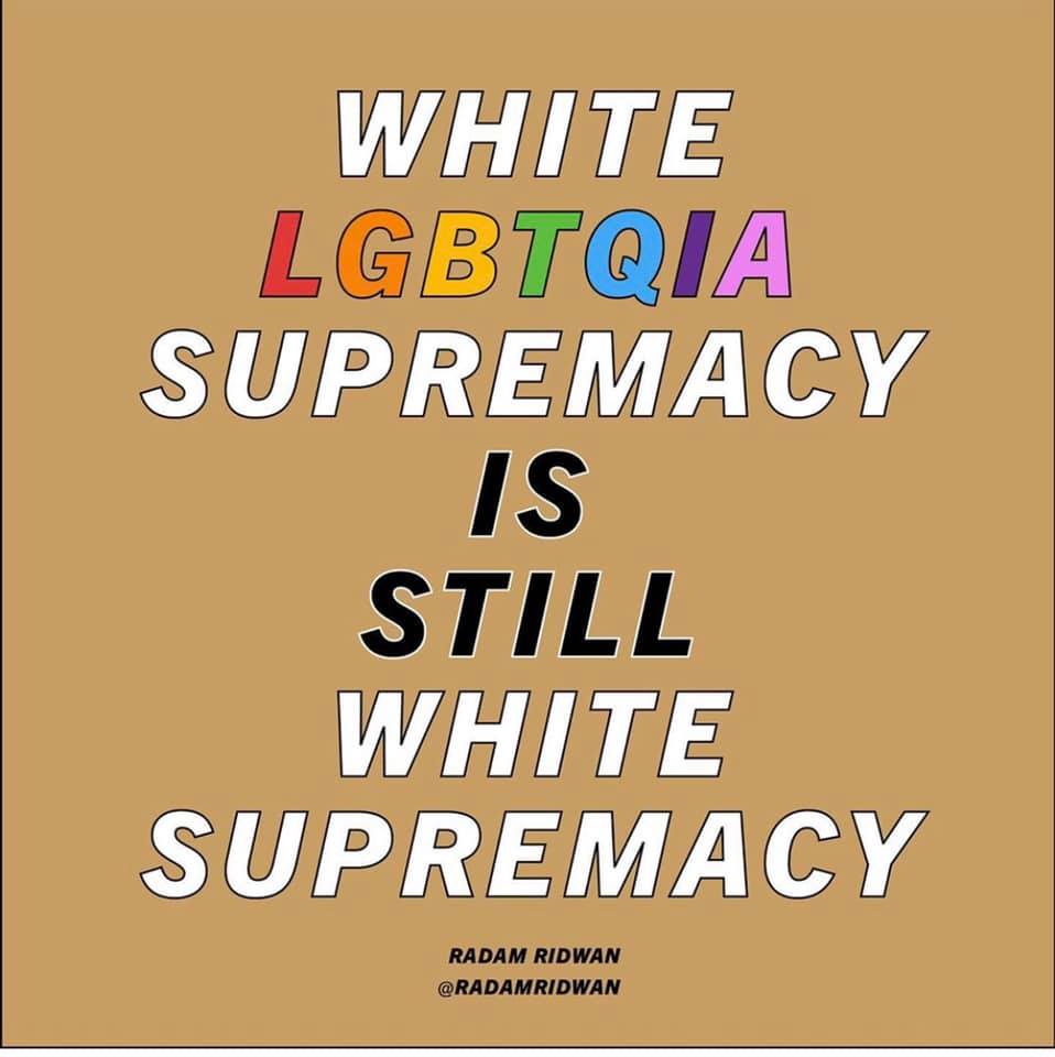 The meme is a satirical commentary on the lack of progress in addressing white supremacy and its intersection with LGBTQ+ issues. The text "WHITE LGBTQIA SUPREMACY IS STILL WHITE SUPREMACY" is presented in a bold, all-caps font, emphasizing the point that the issues of white supremacy and LGBTQ+ issues are still deeply connected. The text is written in a style that is reminiscent of a protest sign, with the use of all-caps and a bold font to convey the urgency and importance of the issue.