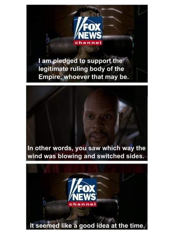 This meme is a humorous comparison between a quote from the Star Wars character General Tarkin and a quote from a Fox News anchor. The image shows a split-screen with the top quote from General Tarkin's "I find your lack of faith... " speech, and the bottom quote from a Fox News anchor saying "I find your lack of ratings...". The meme is poking fun at the idea that a news anchor would be as villainous and intimidating as General Tarkin, and the "I find your lack of ratings" line is a play on the "I find your lack of faith" line from the movie.