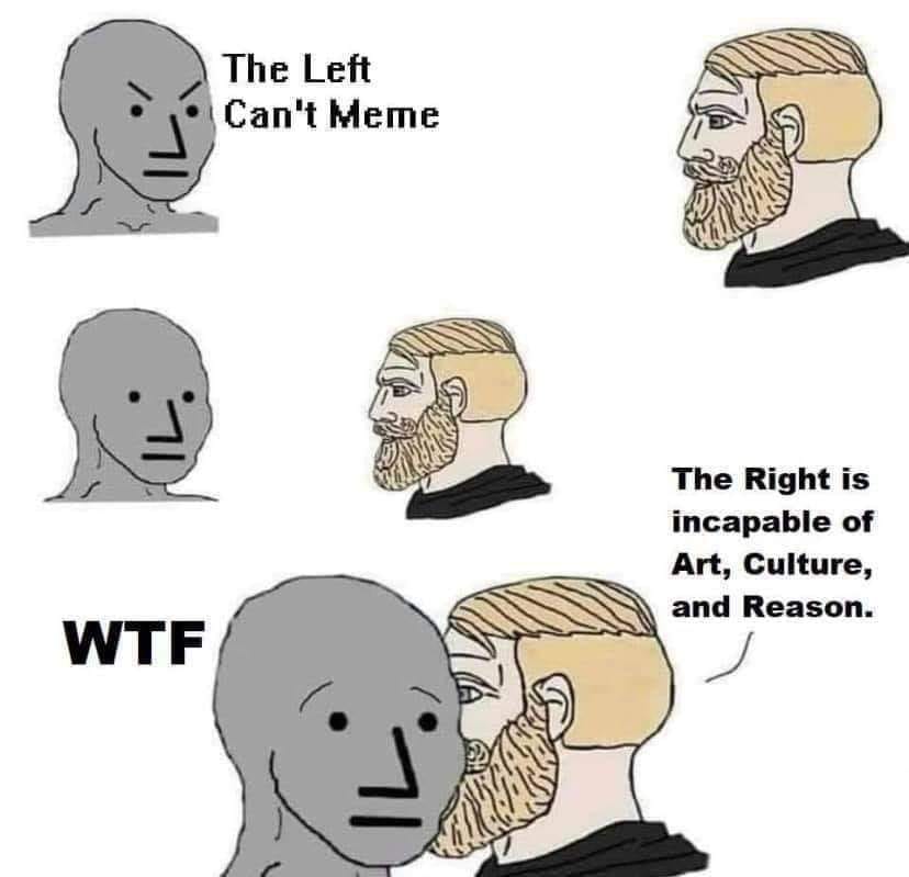 This meme is a play on the common internet phenomenon of "distracted boyfriend" images, where a person is looking at something or someone with a mix of emotions. The meme features two characters from the "distracted boyfriend" series, but with a twist: one of them is looking at a meme of a "distracted boyfriend" image, and the other is looking at a meme of a "distracted boyfriend" image. The text "the left can't meme" and "the right is incapable of meme culture" appears in the image, highlighting the tension between the two groups.
