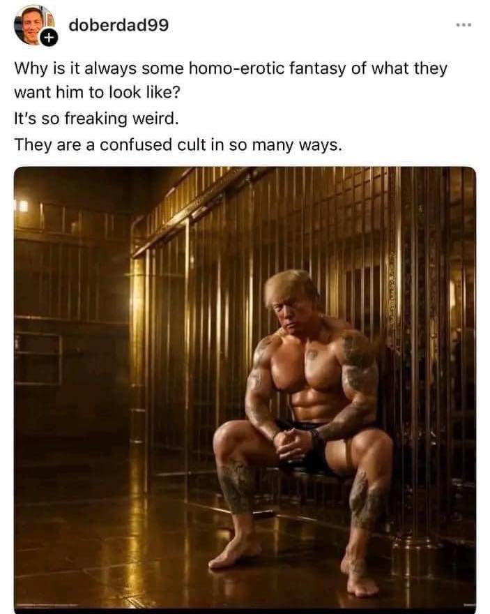 The meme is a humorous observation about the absurdity of some people's desires for their bodies. The image is a photo of actor and bodybuilder Jean-Paul "J.P." LaPierre, who has a muscular, muscular body. The text above the image reads: "Why is it always some homo-erotic fantasy of what they want him to look like? It's so freaky. They are a confused cult in so many ways."