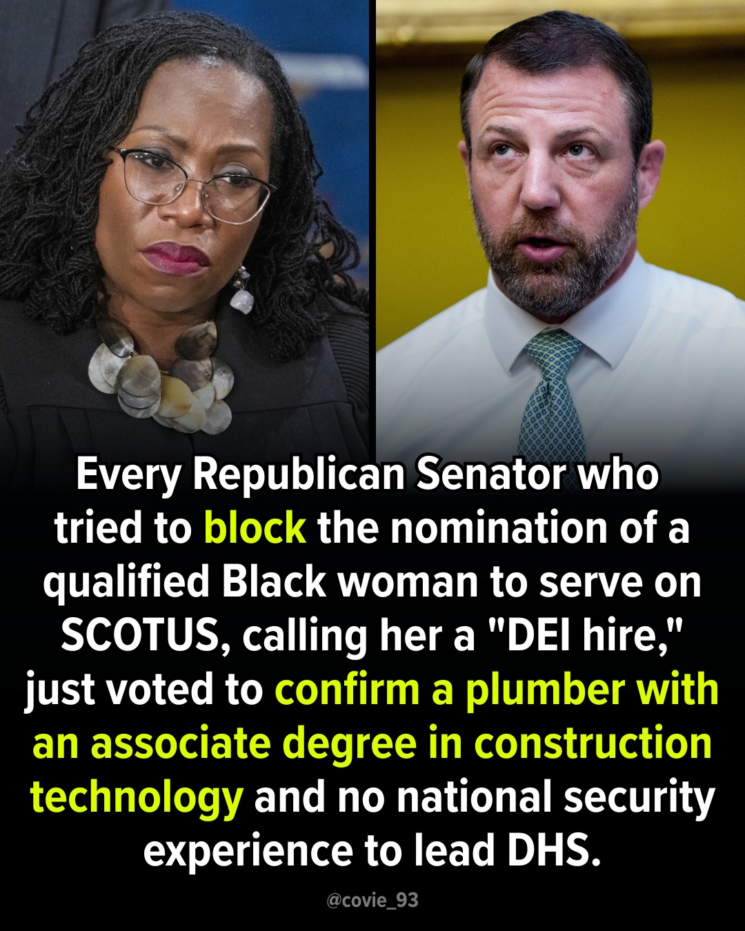 The meme is a commentary on the hypocrisy of some Republicans' actions. It references the recent confirmation of Ket­­­­­­­­­­­­­­­­­­­­­­­­­­­­­­­