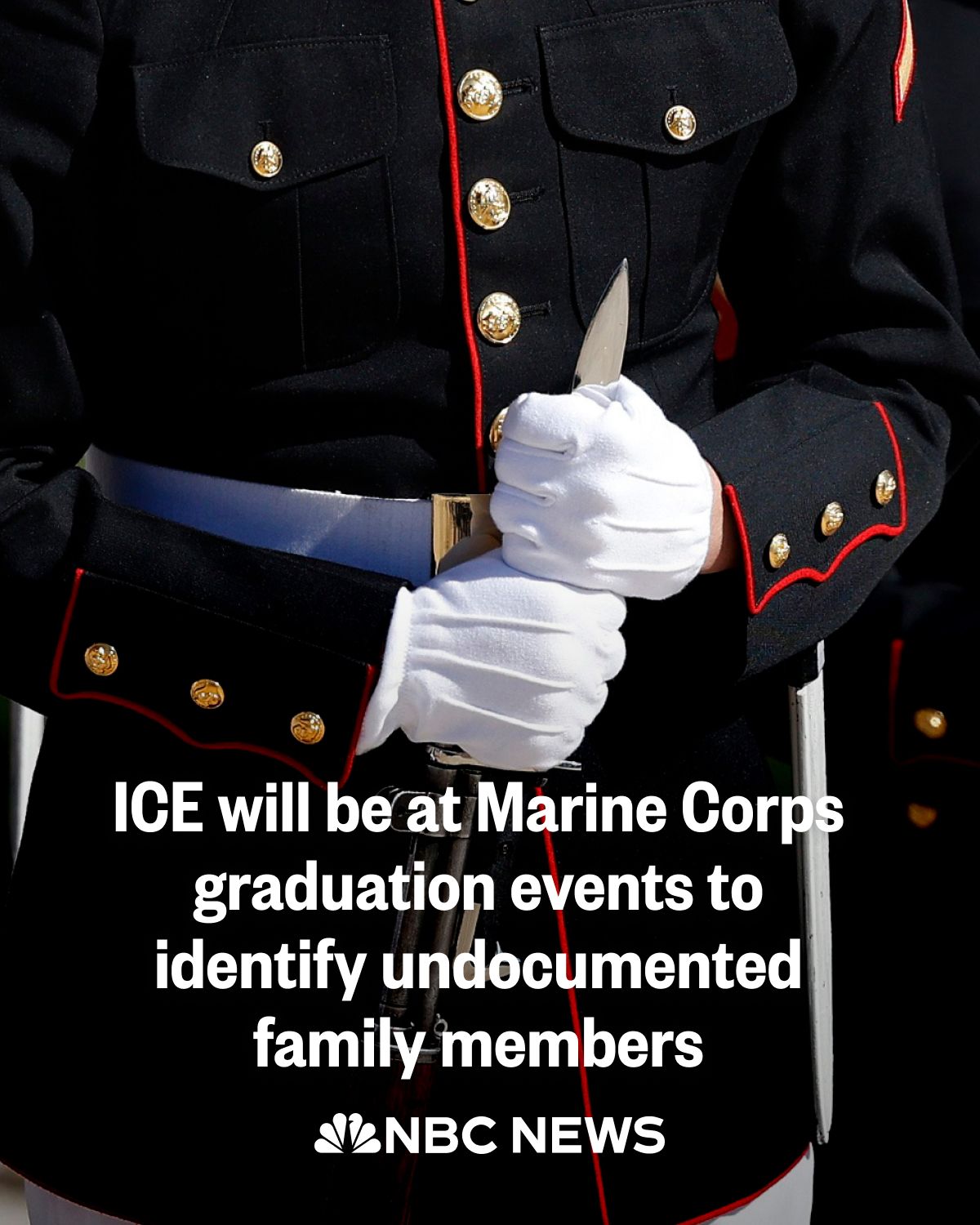 This meme is a satirical commentary on the relationship between the U.S. Immigration and Customs (ICE) and the U.S. Military. The image shows a Marine Corps uniform with a red and white flag, but the text on the scree...