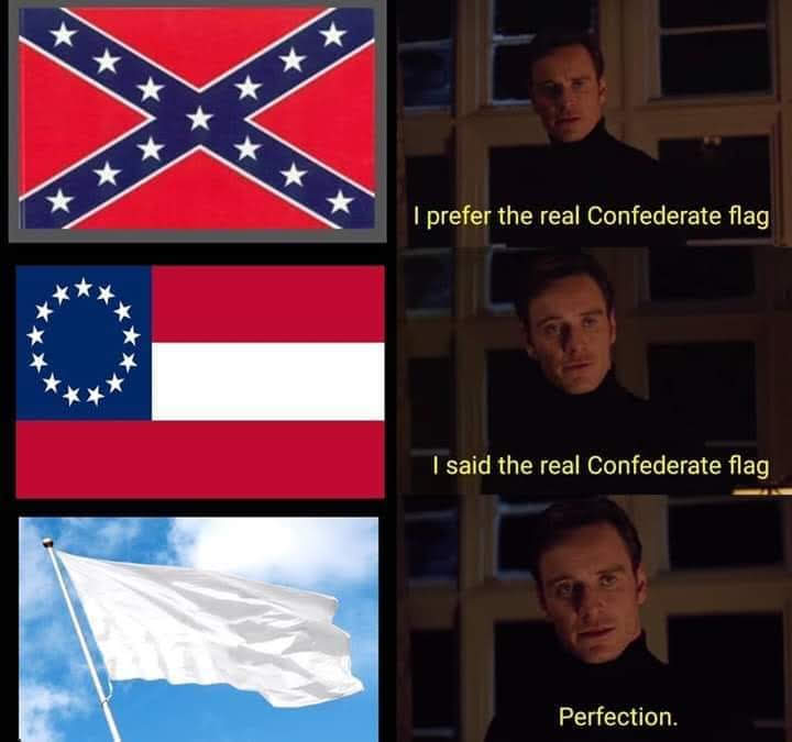 This meme is a humorous commentary on the cultural significance of the Confederate flag. It juxtaposes the Confederate flag with the Stars and Stripes, implying that the latter is the true American flag, while the Confederate flag is a symbol of a divisive and contentious period in American history. The text "I prefer the real American flag" and "I said the real American flag" is used to poke fun at the idea that the Confederate flag is often mistakenly referred to as the American flag.