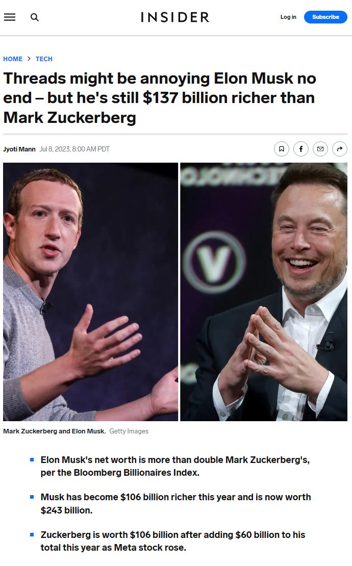 The meme is an image of a tweet from Elon Musk, where he jokingly claims to be richer than Mark Zuckerberg, but actually has a much smaller amount of money. The tweet says "I'm richer than @Zuck" and has a screenshot of Musk's net worth of $200 billion, which is a fraction of the actual number of people who follow him. The tweet is meant to be humorous and ironic, poking fun at Musk's ego and wealth.