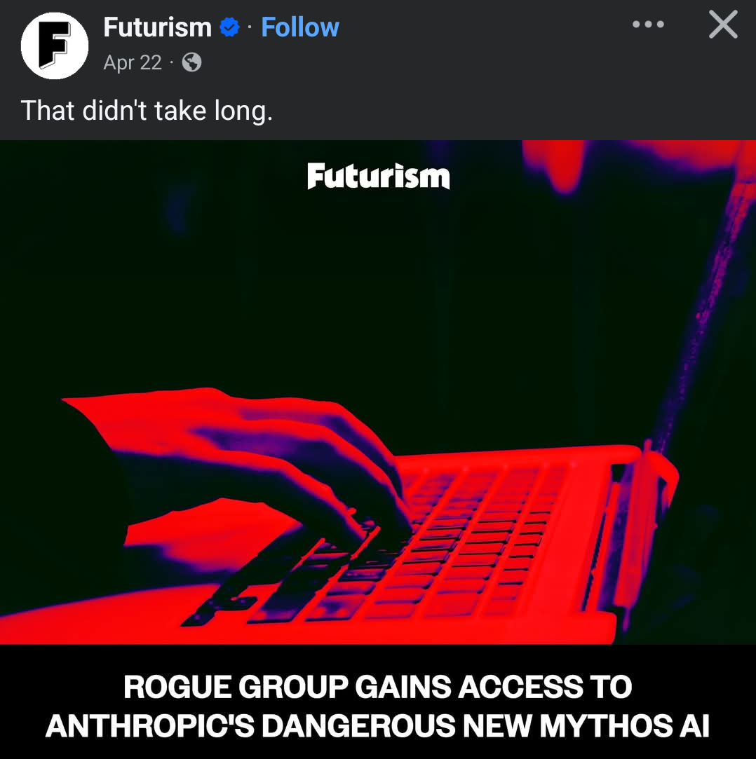 The image depicts a dark, high-tech scene where a user's hands are typing rapidly on a keyboard illuminated by ominous red lights. The caption at the bottom reveals a disturbing news report about a "rogue group" that...