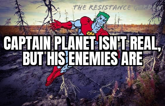 This meme features a character from the DC Comics universe, Lobo, who is known for his violent and brutal nature. The text overlay reads "Captain Planet is not real, but his enemies are". The image is likely a humorous take on the idea that Captain Planet's enemies are more believable and real than the hero himself.
