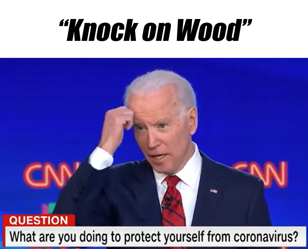 This meme is a screenshot of a CNN interview with Joe Biden, where he responds to a question about COVID-19 with a confusing and nonsensical phrase. The text "What are you doing to protect yourself from COVID-19?" is...