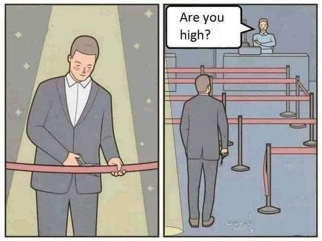 This meme is a humorous commentary on the challenges of being a celebrity. It depicts a scenario where a celebrity is asked to step on a scale, but instead of being weighed, they're being asked if they're "high" (as in, under the influence of a substance). The text "Are you high?" is a playful subversion of the typical question "How tall are you?" that is often asked at events like red carpet premieres or awards shows.
