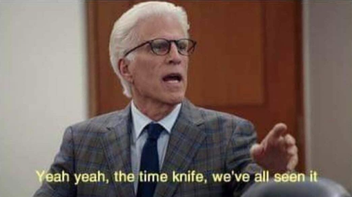 This meme is a screenshot from the TV show "The Good Place" featuring the character Michael, played by Ted Danson. In the image, Michael is reacting to a shocking event with a mix of surprise and irony, saying "Well, I never!" and holding up his hands in a "what?" gesture. The text overlay on the image is "Yeah, we've all seen it."