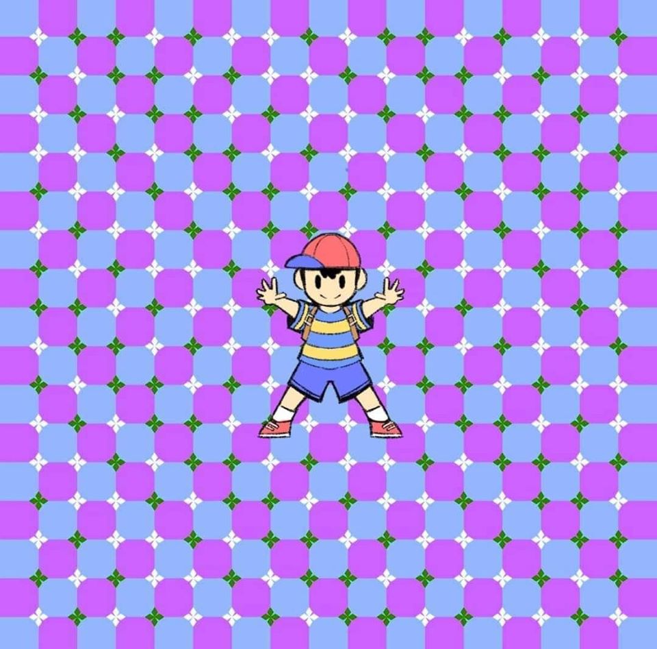 The meme is an image of Ness from the video game Earthbound, with his arms outstretched and a big smile on his face. The text "I'm not mad" appears above his head, but the rest of the image is filled with a repeating pattern of tiny, pixelated images of Ness's face, all with the same expression of anger.