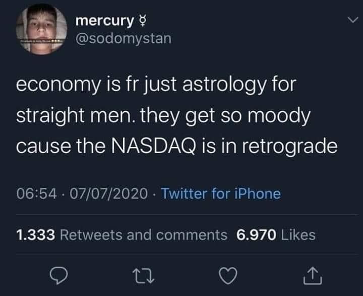 This meme is a humorous take on astrology and its perceived accuracy. The image shows a screenshot of a tweet that reads: "in astrology u have to be willing to accept that ur sign is literally just a character description from a 19th century novel". The tweet is poking fun at the idea that astrology is taken seriously, suggesting that its descriptions are actually just from old novels.